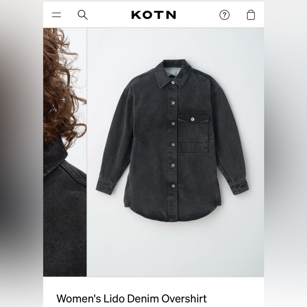 Kotn washed black shirt jacket NWT